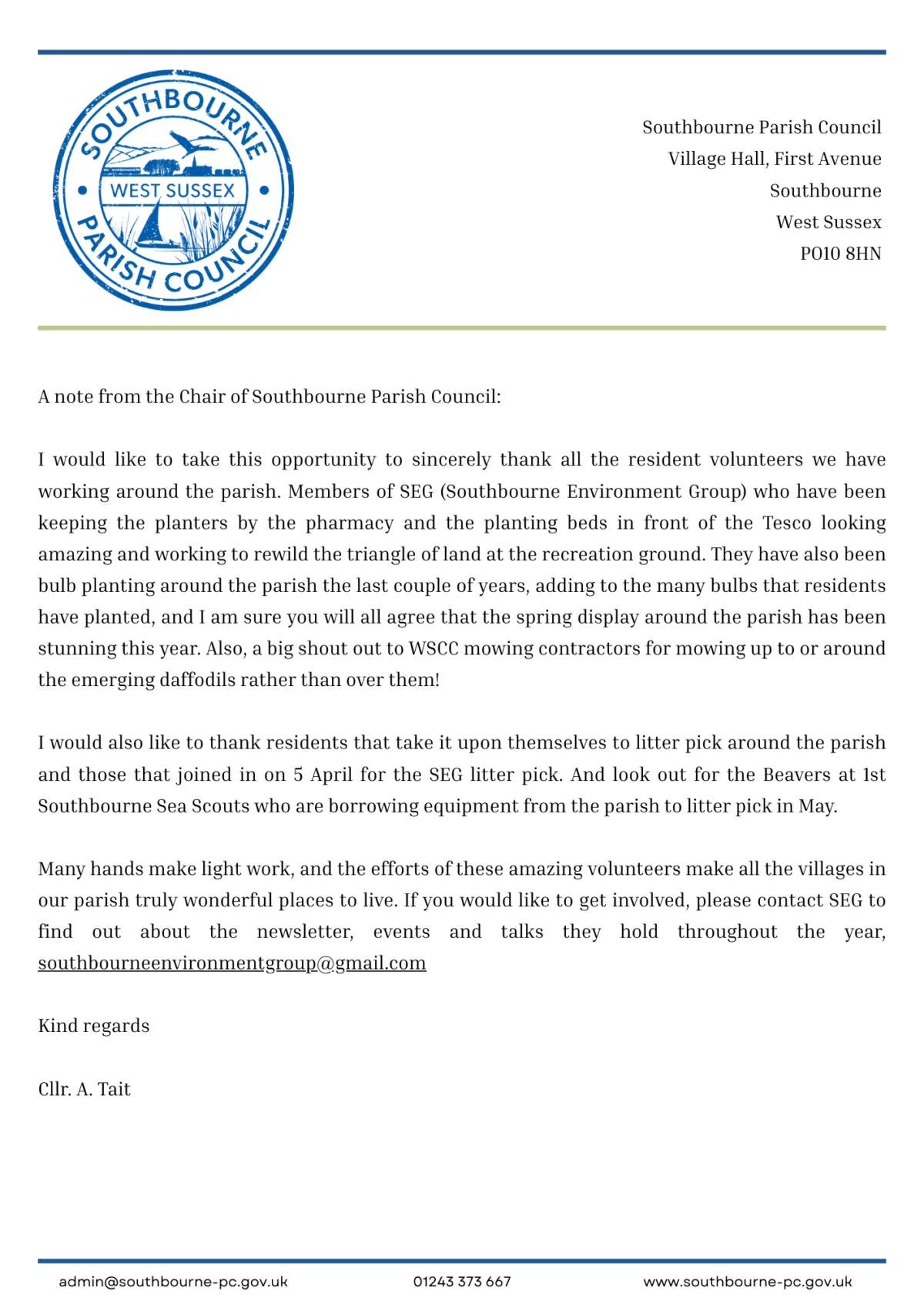 Note From The Chair