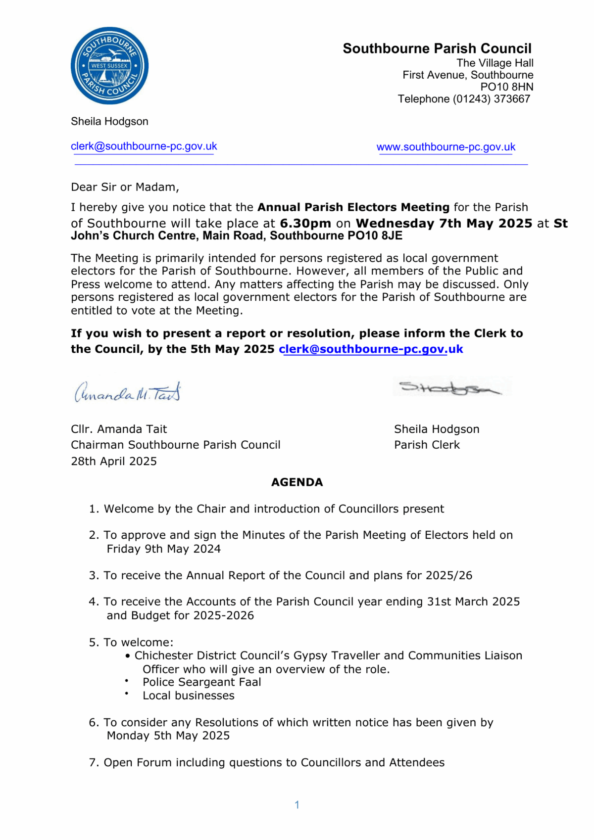 Agenda 7th May 2025 Pic